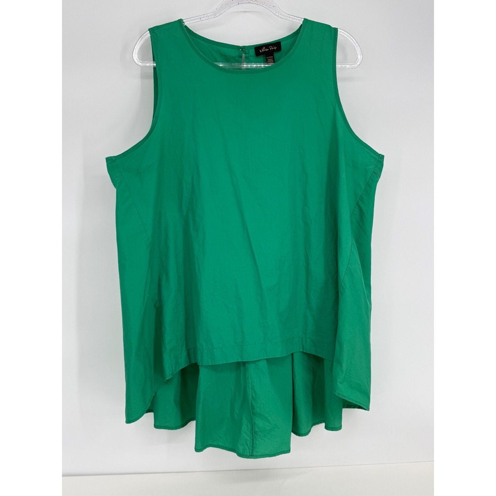 Melissa Paige Womens Sz XL Kelly Green 100% Cotton High-Low Sleeveless Blouse